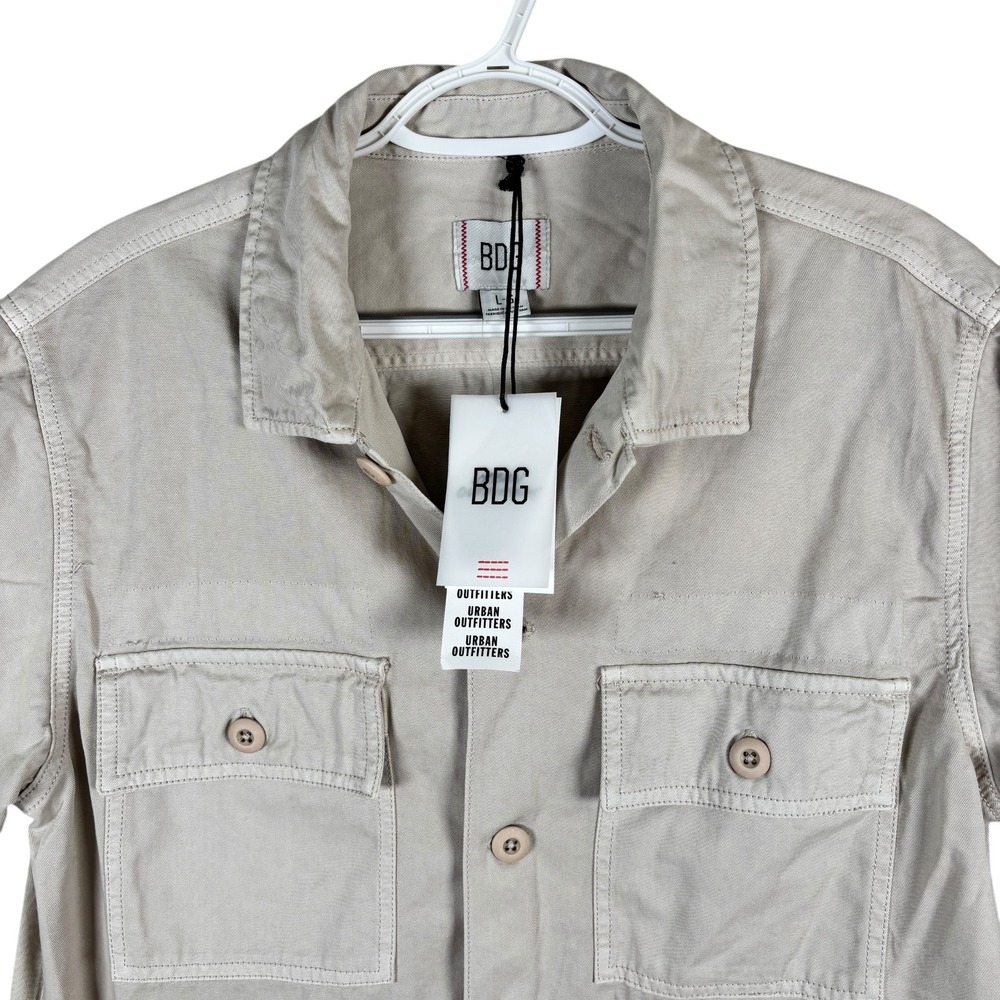 NEW‎ BDG Urban Outfitters Shirt Button Up Mens L Sand Sable Short Sleeve Canvas